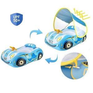 NEW Baby Car 1-4 Yrs Pool Float with Canopy and Steering Wheel UPF 50‎